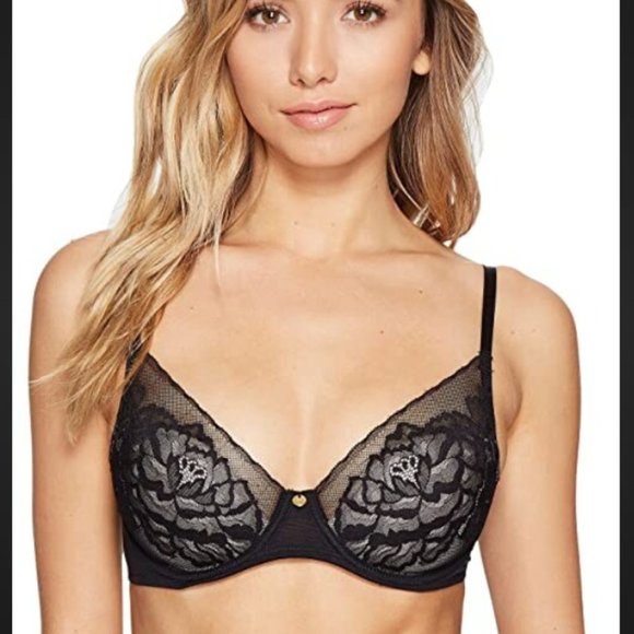 NWOT NATORI Flora Underwire Bra in Black/Light Mocha (30D) - Picture 2 of 13